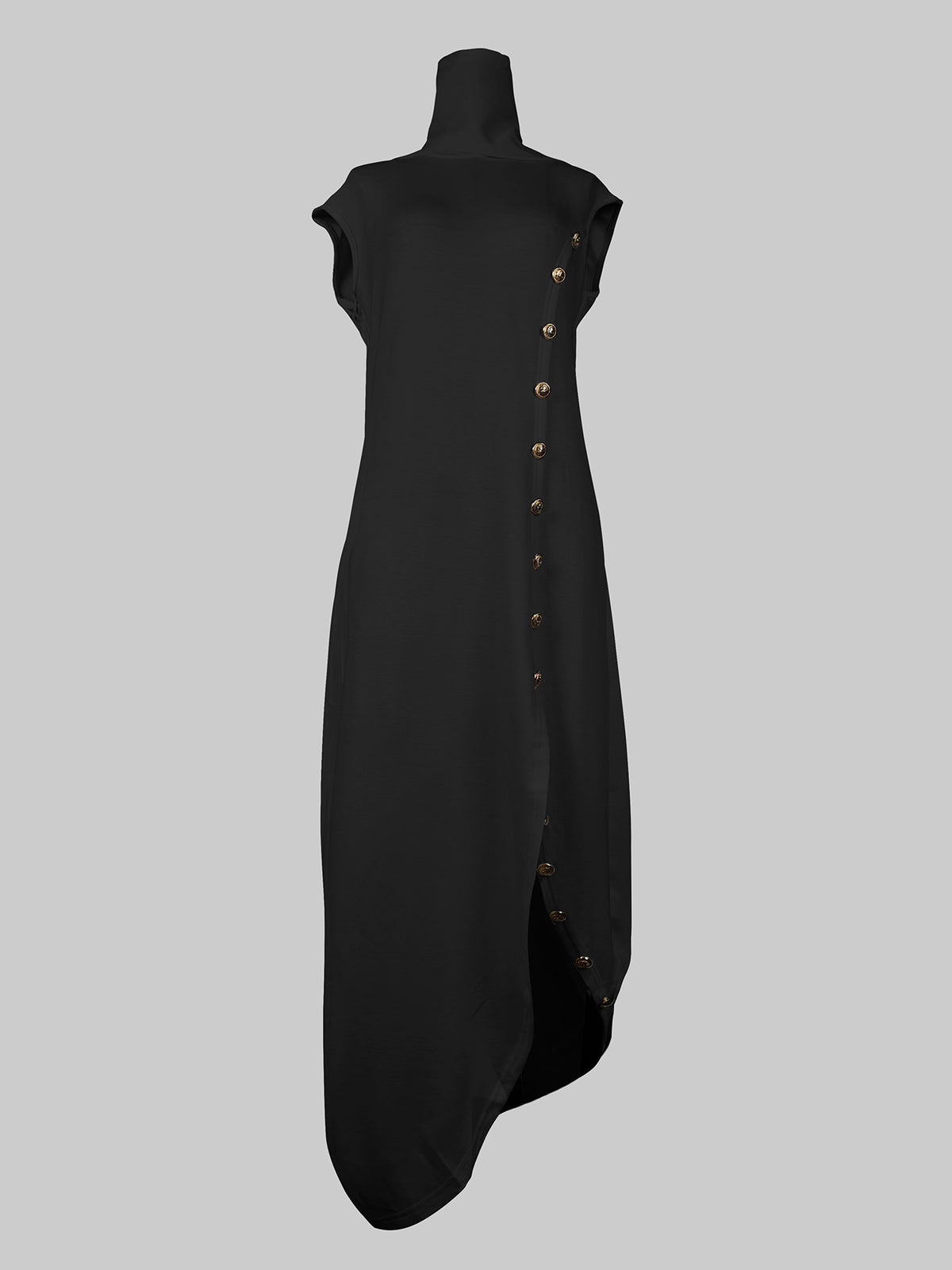 Solid Color Split-Side Loose Sleeveless Shawl Collar Maxi Dresses
