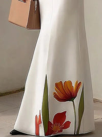 Bodycon High Waisted Flower Print Pockets Skirts Bottoms