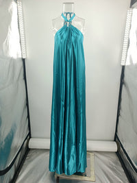 A-Line Loose Backless Solid Color Tied Halter-Neck Maxi Dresses