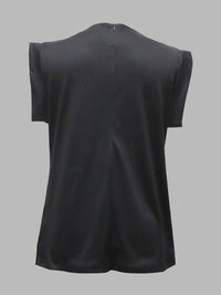 Cap Sleeve Loose Multi-Colored Printed High-Neck T-Shirts Tops
