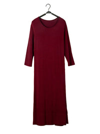 Simple Modal Solid Color Round-Neck Long Sleeves Midi Dress