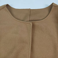 Long Sleeves Loose Solid Color Collarless Woolen Coat