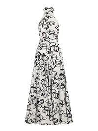 High Waisted Loose Contrast Color No Belt Tied Halter-Neck Jumpsuits
