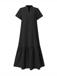 A-Line Loose Solid Color Split-Joint V-Neck Maxi Dresses