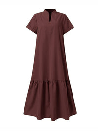 A-Line Loose Solid Color Split-Joint V-Neck Maxi Dresses