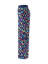 Contrast Color Elasticity Pockets Polka Dot High Waisted Wide Leg Trousers Pants