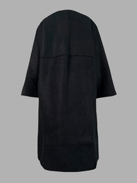 Solid Color Long Sleeves Loose Collarless Woolen Coat