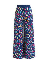 Contrast Color Elasticity Pockets Polka Dot High Waisted Wide Leg Trousers Pants