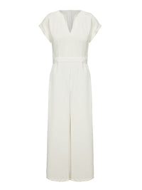 Cap Sleeve Wide Leg Solid Color Jumpsuits