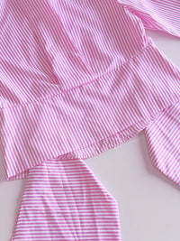 Long Sleeves Loose Asymmetric Split-Joint Striped Lapel Blouses