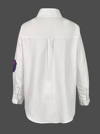 Long Sleeves Loose Flower Print Stand Collar Blouses&Shirts Tops