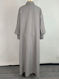 Long Sleeves Loose Solid Color Split-Joint Split-Side Lapel Maxi Dresses Shirt Dress