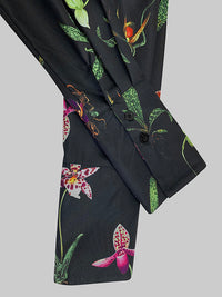 Asymmetric Flower Print Split-Joint Long Sleeves Loose Lapel Blouses&shirts Tops