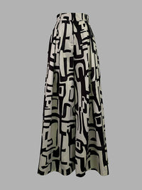 High Waisted Loose Pleated Printed Split-Joint Pants Trousers