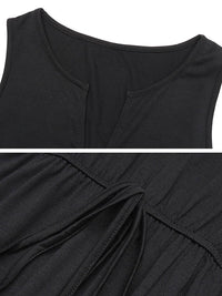 Sleeveless Solid Color Zipper V-Neck Jumpsuits