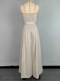A-Line Loose Belted Buttoned Pockets Tube Maxi Dresses