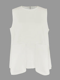 A-Line Loose Solid Color Split-Joint Round-Neck Vest Top