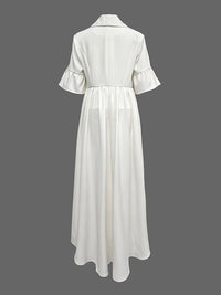 Flared Sleeves Half Sleeves Ruffle Trim Solid Color Deep V-Neck Blouses&Shirts Tops Outerwear