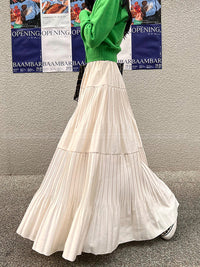 A-Line High Waisted Pleated Solid Color Split-Joint Skirts Bottoms