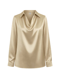 Long Sleeves Loose Solid Color Heaps Collar Blouses&Shirts Tops