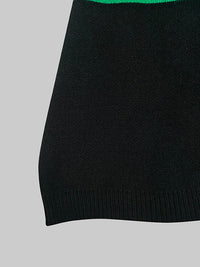 Flared Sleeves High-Low Contrast Color Split-Joint High Neck Pullovers Sweater Tops