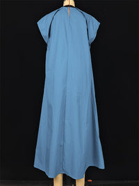 A-Line Loose Pleated Tied Round-Neck Midi Dresses