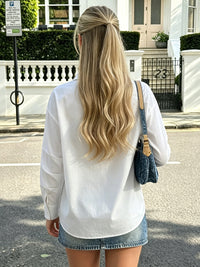 Batwing Sleeves Long Sleeves Buttoned Solid Color Lapel Blouses&Shirts Tops