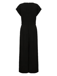 Cap Sleeve Wide Leg Solid Color Jumpsuits