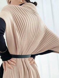 Loose Asymmetric Solid Color Split-Joint High Neck Sweater Tops
