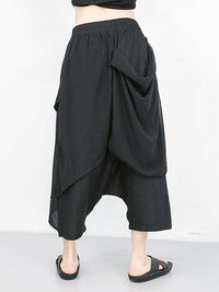 Harem Pants Loose Pleated Solid Color Ninth Pants