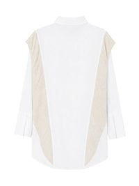 Flared Sleeves Long Sleeves Buttoned Contrast Color Split-Joint Lapel Blouses&Shirts Tops