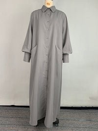 Long Sleeves Loose Solid Color Split-Joint Split-Side Lapel Maxi Dresses Shirt Dress