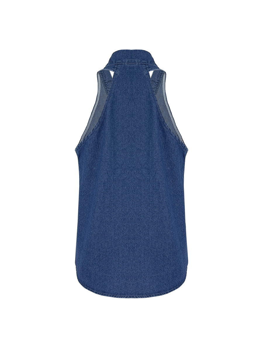 Loose Sleeveless Solid Color V-Neck Vest Top