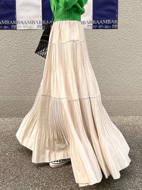 A-Line High Waisted Pleated Solid Color Split-Joint Skirts Bottoms