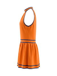 A-Line Sleeveless Contrast Color Pockets Zipper Halter-Neck Mini Dresses