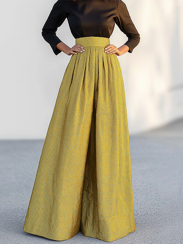 Loose Wide Leg Solid Color Casual Pants Bottoms Trousers