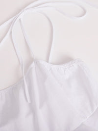 A-Line High Waisted Backless Layered Pleated Solid Color Spaghetti-Neck Mini Dresses