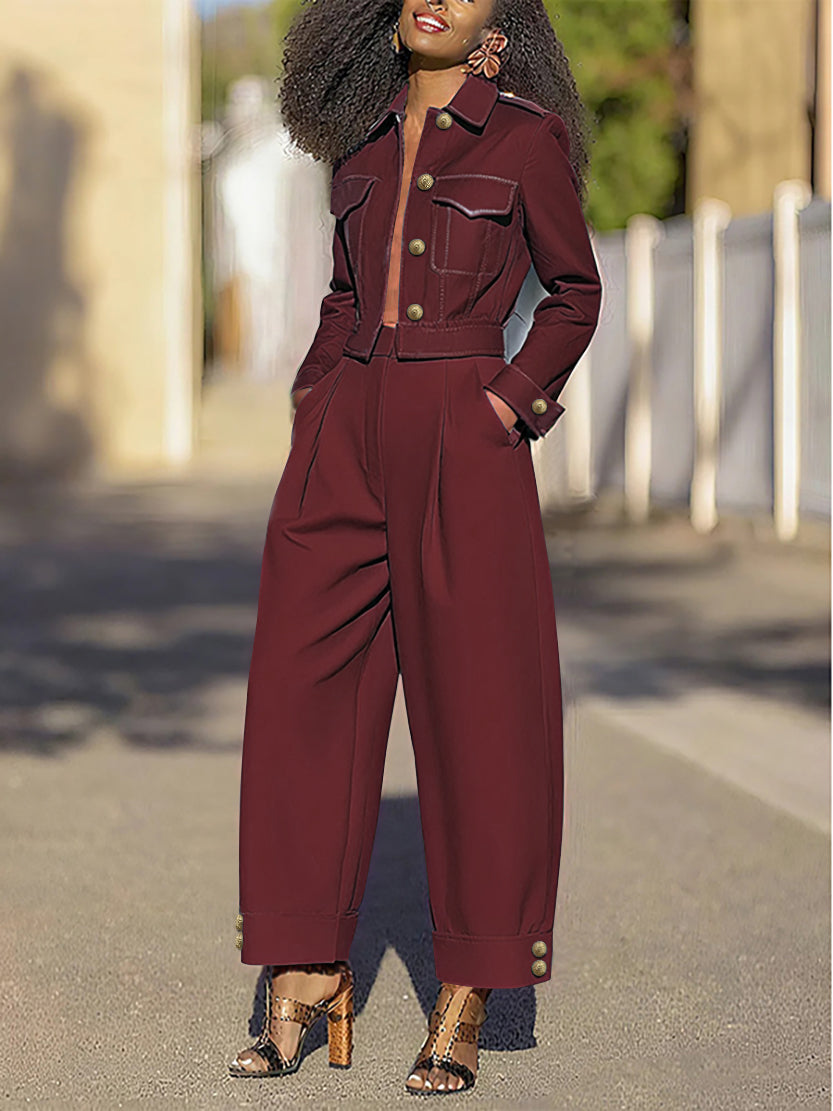 Split-Joint Long Sleeves Lapel Outerwear Jackets&Coats