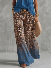 High Waisted Loose Gradient Leopard Pants Trousers