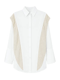 Flared Sleeves Long Sleeves Buttoned Contrast Color Split-Joint Lapel Blouses&Shirts Tops