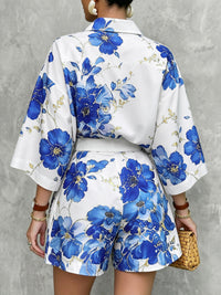 Flower Print Pockets Loose Wide Leg Shorts Bottoms
