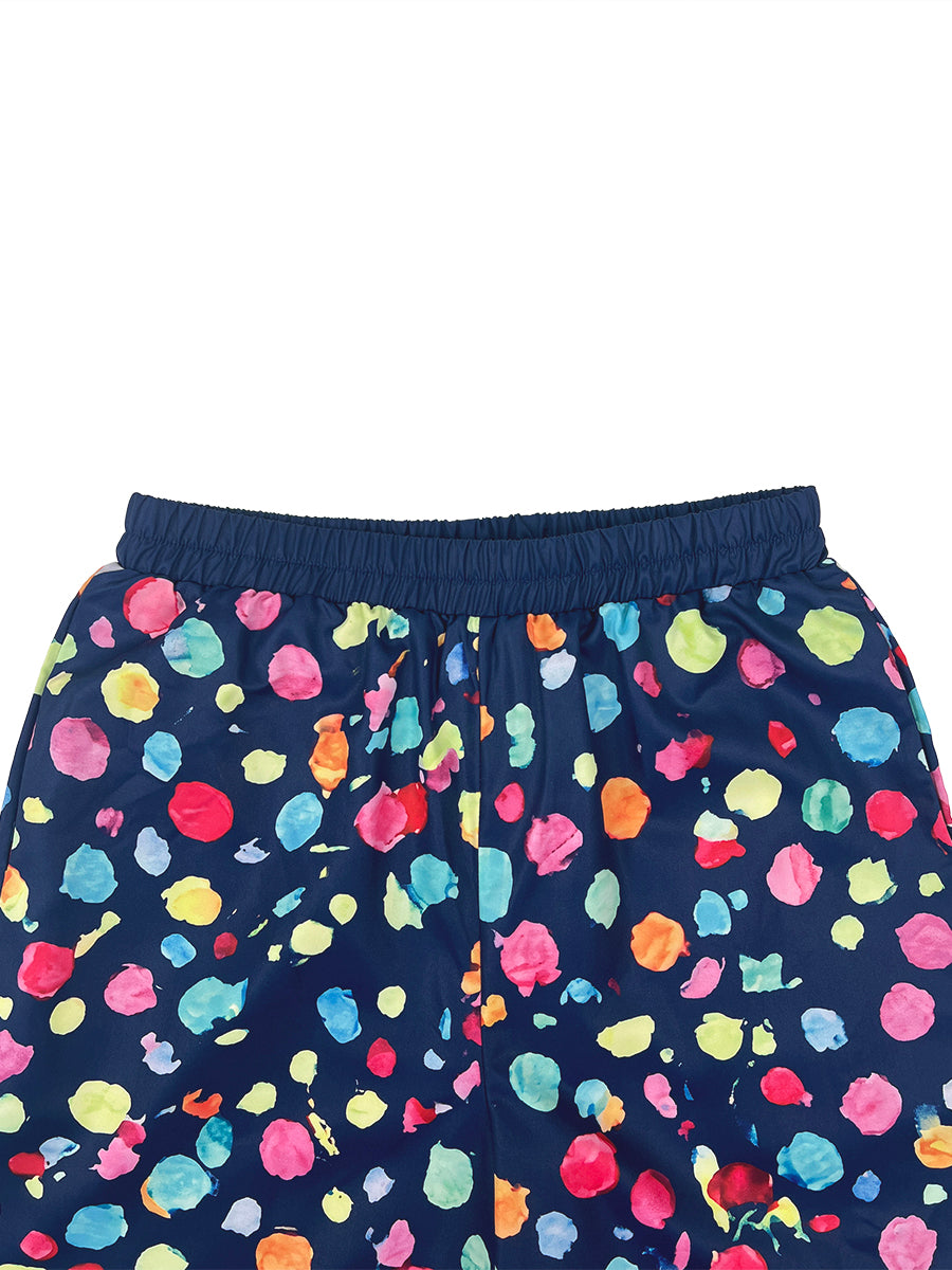 Contrast Color Elasticity Pockets Polka Dot High Waisted Wide Leg Trousers Pants