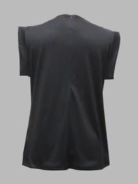 Cap Sleeve Loose Multi-Colored Printed High-Neck T-Shirts Tops