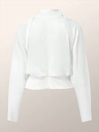 Long Sleeves Solid Color Zipper V-neck Blouses&shirts Tops