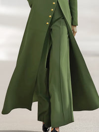 High Waisted Wide Leg Pleated Solid Color Pants Trousers