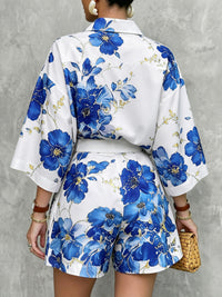 Flower Print Pockets Loose Wide Leg Shorts Bottoms