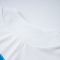 Cap Sleeve Loose Multi-Colored Printed High-Neck T-Shirts Tops