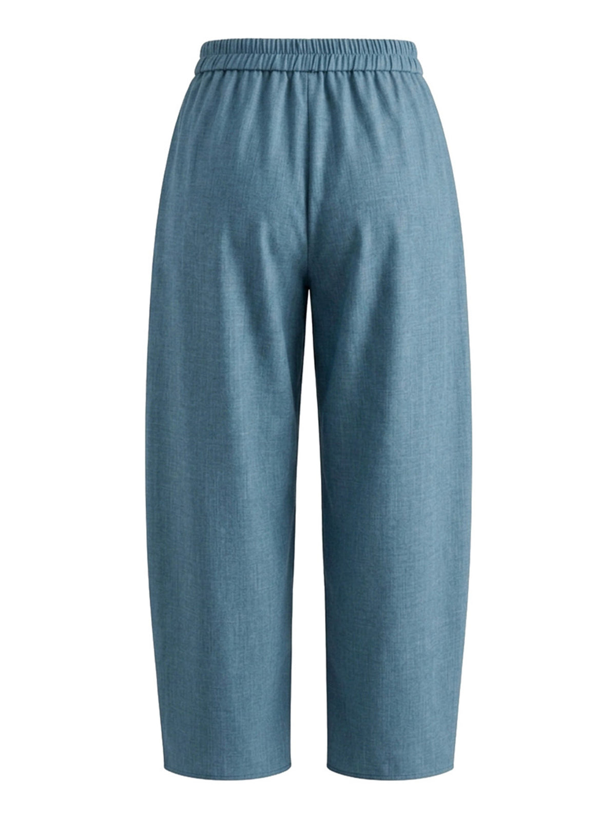 High Waisted Loose Contrast Color Elasticity Pockets Split-Joint Ninth Pants Trousers