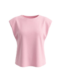 Cap Sleeve Loose Solid Color Round-Neck Blouses&Shirts Tops