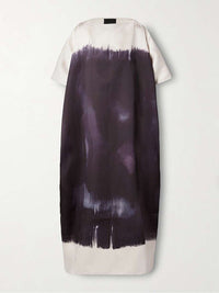 Batwing Sleeves Loose Contrast Color Printed Split-Joint Round-Neck Maxi Dresses